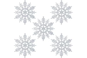 Naler 24 płatki śniegu dekoracja bożonarodzeniowa na choinkę brokat biały ozdoba choinkowa srebro