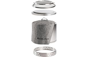 Solo Stove Paquete De Jardin Bonfire 2.0 | Incl. Brasero, Soporte, Protección contra chispas, Cubierta, Accesorio de Campamento, con Bandeja de Cenizas extraíble, Acero Inoxidable, 49,5 x 44,5 cm