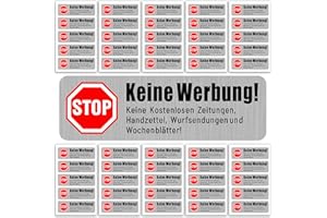 48 piezas Por favor, no pegatina de publicidad - pegatina buzón - CARGEN - keine werbung aufkleber postkasten - No publicar periódicos y anuncios gratis aspecto de acero inoxidable (7 x 2,5 cm)