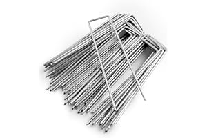 Keplin - U-Shaped Metal Garden Pegs - 15cm Heavy-Duty Stakes - Galvanized Rust-Resistant Pins - Sharp Beveled Ends for Easy Ground Insertion -Secure Landscape (50 Pack)