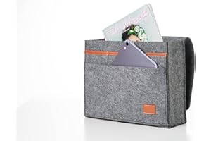 hausleben Bettasche (Dunkelgrau) | Sofa und Bett Organizer aus dickem Filz | Anti-Rutsch Aufbewahrungstasche | Nachttisch Tasche | Hängeaufbewahrung für Handy, iPad, Brille, Buch