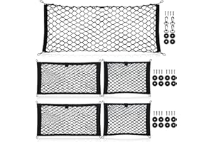 DONDEEN 5 Pcs Trunk Storage Net Bag Double Layer Elastic Storage Net Campervan Storage Storage Net Car Storage Mesh Car Storage Net Bag Cargo Nylon Net For Car Caravan Motorhome Boat Truck Bed or Trunk (H01)