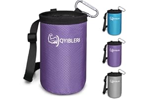 Qyibleri Chalk Bag - Waterproof Oxford Fabric Climbing Chalk Bag with Adjustable Belt & Drawstring, Large Opening and Built-in Skeleton Chalk Bucket for Bouldering, Weightlifting and Fitness