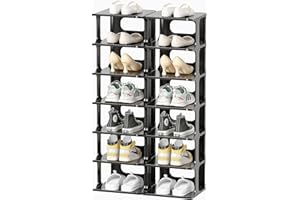 HAIXIN Shoe Rack for Hallway 14 Tier 48.5x26x85.8cm Black Shoe Storage for Closet Narrow Storage Unit for Entryway Shoe Racks Storage for Living Room Plastic Shoe Cabinet Wardrobe Shelves Shoe Stand