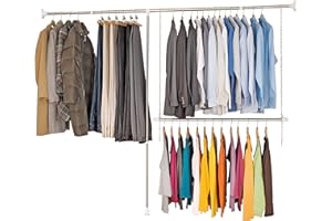 Wenko 6200030100 Teleskopowy system wieszaków na ubrania, 3 sztuki, metalowy stal nierdzewna, srebrny błyszczący