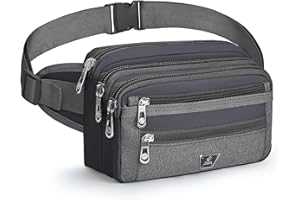 Xoolkly Bauchtasche für Herren Damen Bauchtasche Gürteltasche Herren mit 7 Reißverschlusstaschen Hüfttasche für Sport Fitnesss Laufen Joggen Radfahren Reisen Camping, Grau