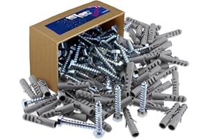 1STec 50 x M10 x 50 mm Strong Galvanised Satellite Anchor Nylon Mungo Wall Plug + Heavy Duty Coach Screw with 13mm HEX Bolt Head for Fixing Aerial Mast Sky Dishes TV Mount Brackets Shelving Racking