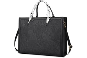 NUBILY Torebka damska, torba na zakupy, duża, czarna, skórzana, elegancka, duża, na laptopa, torba na ramię, torba na notebooka 15,6 cala