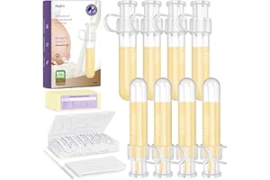 Nuliie Colostrum Collector Kit 7ml/8pcs, Leakproof, Reusable Breast Milk Collector, Heat & Freezer Resistant, BPA-Free, With Cotton Cloth Wipe, Storage Case, Cleaning Brush - Ready-to-Use for Newborns