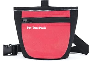 Aplusdeal Borsa da addestramento per Cani Borsa per Alimenti per Animali Domestici Borsa per Snack per Cani Borsa per Esche con Tracolla Regolabile, Chiusura Magnetica,Rosso