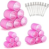 Bigodini, 28pezzi Bigodini Grandi Set Bigodini Autoadesivi Bigodini Non Riscaldati con 10 Fermagli per Capelli Di Diverse Lun