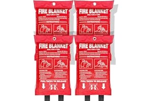 Putogesafe Löschdecke 100 * 100 cm, Feuerlöschdecke nach EN1869, Brandschutzdecke aus Glasfasertücher, Löschdecke für Küche, Haushalt, Wohnwagen, Zuhause, 4 Stück