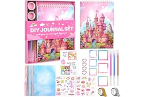 GROFIS DIY Journal Set für Mädchen, Scrapbook & Diary Briefpapier Set, Kunst und Bastel Kits, Tagebuch Zeug für Kinder und Tweens Teens, Weihnachten Geburtstag Geschenke für 8-14 Jahre Mädchen