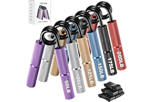 Hozzen 6 Set Metal Hand Grip - Múltiples Libras Antebrazo Ejercitar, Profesional Ejercicios de Fuerza para Dedos, Muñecas y Antebrazos