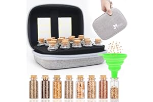 SMUJU 【18 Slots】Seed Storage Box, Sturdy Seed Storage with Labels Stickers and Glass Seed Storage Container, Seed Organiser for Storing Vegetable Seeds, Fruit Seeds, Flower Seeds (Seeds Not Included)