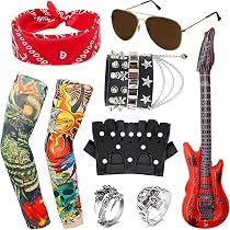 Costume Des Années 80, Années 80 Accessoires De Costume Contient De Boucles Doreilles Des Colliers Des Jupes Des Gants Et D Amz Costume Des Années 80, Années 80 Accessoires De Costume Contient De Boucles Doreilles Des Colliers Des Jupes Des Gants Et D Amz