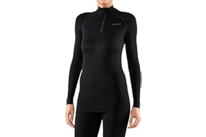 FALKE Mujer Maximum Warm High Zip Neck capa de base superior Ropa Interior Térmica Para Climas Fríos A Muy Fríos Secado Rápido Transpirable Hilo Funcional 1 pieza