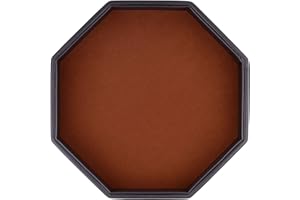 TOPTAN Dice RollingTray, Felt Lined PU Leather Octagon Dice Tray for Dungeon Crawler Games, Coffee