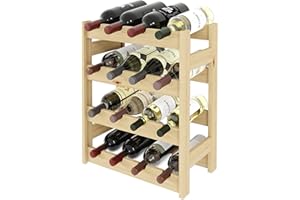 Lenmar Serie RW Weinregal aus Holz für Flaschen, Anthrazit, Braun, Natur, RW-1, 3-11 liegen, für 12-91 Flaschen, Wein, Flaschenregal (Natur, RW-1-16, 54 x 43 x 25, 4 liegen, für 16 Flaschen)