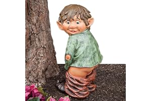 Bits and Pieces - Gartenzwerg mit Hose runter - Frecher Zwerg auf frischer Tat ertappt - Lustiges Gartendeko aus Kunstharz - 34cm hoch x 13cm breit