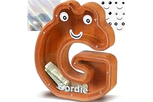 Lakpopya Salvadanaio in Legno a Forma di Lettera per Bambini, Salvadanaio Personalizzato Grandi, Salvadanaio Apribile Trasparente, per Regalo/Decorazione Domestica/Ricordo (G)