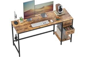 Cubiker Computer Home Office Desk with Drawers, 120x50 cm Small Desk Study Writing Table, Modern Simple PC Desk, Brown