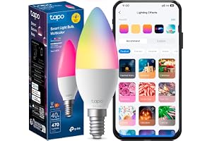 Tapo Bombilla conectada WiFi, Bombilla LED E14 Multicolor 2500K-6500K, regulable 40W 470Lm, funciona con Alexa, control de voz, ahorro de energía, L430C.