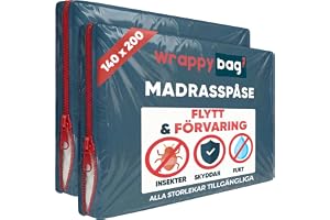 WRAPPYBAG – Ogenomskinligt Skyddsöverdrag för Madrass – 5 Tillgängliga Storlekar – Slitstark Påse, Perfekt för Flytt, Förvaring och Transport - 140 x 200-2-pack cm