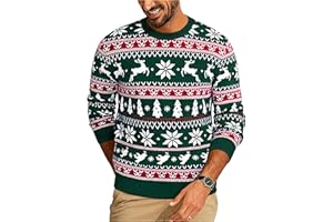 Demegimi Jersey Navideño Hombre Invierno Suéter de Navidad Cuello Redondo de Manga Larga Cálidos Hombre Invierno S-XXL