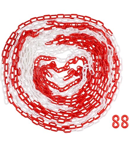 Catena Plastica Rossa E Bianca Barriera A Catena Plastica 50 Metri - Alta Visibilità Bianco/Rosso, Diametro 6mm Controllo Folla E Traffico - 4