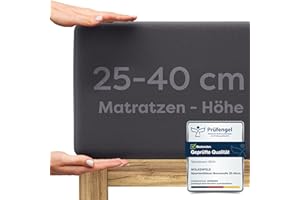 ‎WOLKENFELD Wolkenfeld Spannbettlaken 200x220cm – 220x240cm – Premium Jersey Baumwolle mit 5% Lycra – Faltenfreies Bettlaken für hohe Matratzen bis 40 cm – Atmungsaktiv & Oeko-TEX Zertifiziert – Anthrazit