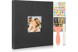 Benjia Album Fotografico Autoadesivo da incollare, Album Fotografico Pagine Bianche con Adesivo e Penna Metallica per 9x13 10x15 13x18 a4 a5 a6 (Piccolo 40 fogli / 80 pagine, Nero)