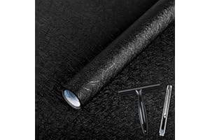 Abyssaly Black Vinyl Wrap Self Adhesive Wallpaper Toolkit Included, Waterproof Sticky Back Plastic Roll, Removable Furniture Stickersfor Kitchen Worktops 30cm X 300cm