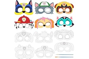 Landifor 24 Stück Hunde Masken zum Ausmalen Welpen Charakter Masken Kinder Halbmasken Bastelset für Kinderparty Geburtstag Weihnachten Cosplay