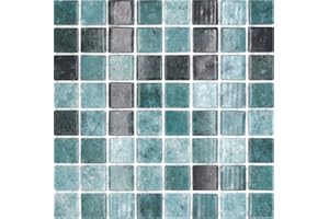CONWIRE Mosaïque de piscine recyclée - Mosaïque de verre - Vert brillant - Pour mur de cuisine, salle de bain - 1 tapis