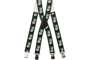 Olata Bretelles X Résistantes pour Hommes avec Motif Edelweiss - 2,5 cm / 4 cm