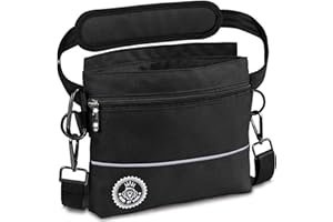 HUND IST KÖNIG Bolsa de premios para perros con bolsillo magnético para una mano, 2 bolsillos con cremallera, bolsillo interior extraíble, correas acolchadas para el hombro, mosquetón gratuito.