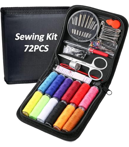 MAQA 100 pz Set cucito scatolato, Ago e filo kit cortesia, 2 bottoni con ago, spilla da balia e cotone in 6 colori 1