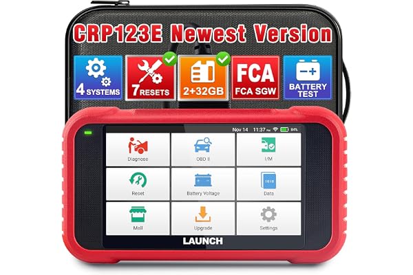 LAUNCH CRP123E V2.0 OBD2 Appareil de diagnostic pour voiture - Testeur EOBD - 4 diagnostics du système (moteur SRS AT ABS) avec 7 réinitialisations (huile/SA/EPB/DPF/BMS/abs/réglage de l'accélérateur
