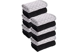 Maple Threads 12 Pack Kitchen Towels, Super Soft & Absorbent, 40 x 65 cm 350 GSM, 100% Cotton (Black)