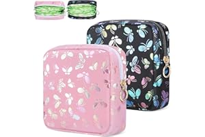 Likesing - 2 torby na podpaski higieniczne, mini torba na podpaski higieniczne, wodoodporna torba ze sztucznej skóry PU na podpaski dla kobiet, torba do przechowywania na kubek menstruacyjny, uchwyt