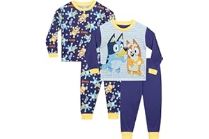 Bluey Pijamas Niños | Pack de 2 Pijamas para Niños | Azul | De 18 Meses a 8 Años | Mercancía Oficial