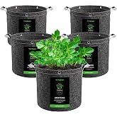 VIVOSUN 5-Pack 3 Gallon Plant Grow Bags Fabric Pots with Handles | 500G Thick Nonwoven Fabric Pots With Strap Handles, Multi-