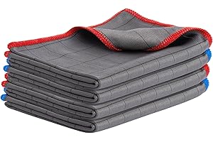 ‎CARBOTEC CARBOTEC® 4X Premium Carbon Mikrofaser Glastücher - Professionelle Reinigung fusselfrei & streifenfrei für Glas/Spiegel/Fenster/Autoscheibe - Mikrofasertücher/Waffeltuch mit Carbonfaser (Tuch 400gsm2)