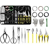 MOSFiATA Bonsai Kit, Bonsai Tools Include Bonsai Scissors, Bonsai Wire, Garden Glove, Mini Rake, Shovel and Pruning Shears fo