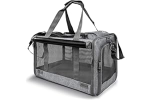 PETCUTE Przenośna i składana torba do przenoszenia dla zwierząt, maksymalne obciążenie 9 kg, zatwierdzona przez linię lotniczą, torba podróżna dla szczeniąt i kotów z kocem i paskiem na ramię