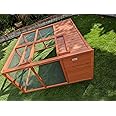 Bunny Business Rabbit and Guinea Pig Run, Partly Sheltered from the elements, Foldable, Stained in Red Cedar, Wind and Rain Cover Run Size: 122 x 122 x 61 cms L x D x H