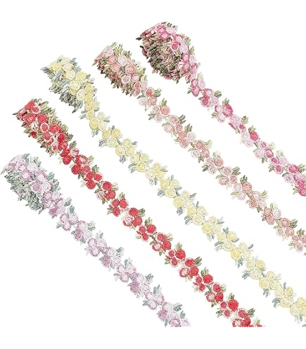 2 Wide X 25 Yards White Floral Pattern Lace Ribbon India