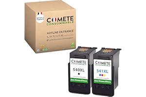 COMETE CONSOMMABLE COMETE, Marque Française - 540XL 541XL - Pack de 2 Cartouches d'encre Compatibles avec Canon PG-540 CL-541 XL - sans Affichage du Niveau d'encre - pour Cartouche Canon 540 541 XL Noire et Couleur