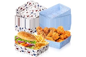 Teling 36 Pack Hockey Birthday Party Supplies Large 5 lb Hockey Plates Trays Paper Food Boats Disposable Nacho Serving Snack Trays Dinner Plates for Sport Themed Birthday Party Decorations Favors